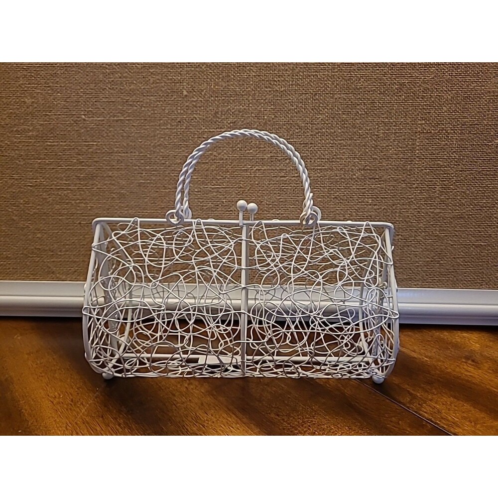 Estee Lauder Vintage Wire Handbag White Footed Top Handle Purse Art Deco